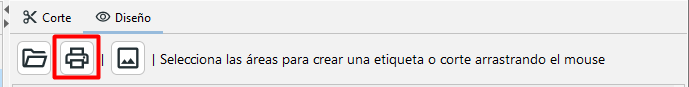 Ícono de impresora para probar el recorte en PDF Label Cut